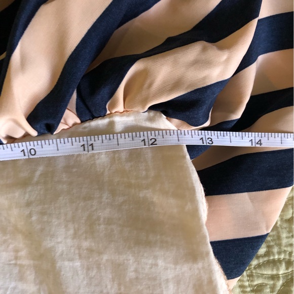 NWT;Sleeveless Dress; 4 Shoulder Straps;Midnight Blue & Rose Beige Line Patterns - Picture 8 of 12